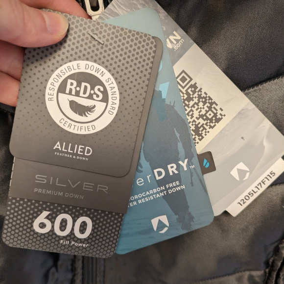 Lands end down vest jacket, size small, silver - Picture 2 of 4